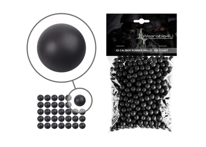 Wearable4U .43 Caliber Rubber Balls New Reusable Training Soft Rubber Balls for Paintball Guns (100 Rounds, Black)