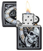 Zippo Skull Clock Design Black Matte Pocket Lighter