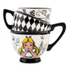 Disney Alice in Wonderland Monochrome Stacked Teacups Sculpted Ceramic Mug | BPA-Free Large Coffee Cup For Espresso, Cocoa, Tea