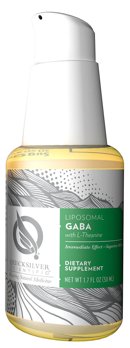 Quicksilver Scientific Liposomal GABA with L Theanine - Calm, Stress Response & Brain Support - Bioavailable GABA Supplement with L Theanine 100mg (1.7oz/50ml)