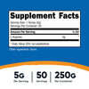 Nutricost L-Arginine (250 Grams) - Pure L-Arginine Powder - 5000mg Per Serving; 50 Servings