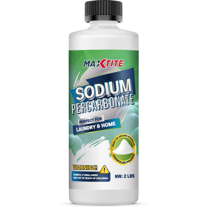 Sodium Percarbonate (2 lbs) - 100% Pure - Solid Hydrogen Peroxide/Oxygenated Bleach - Multi-Use Cleaner for Home & Laundry - HDPE container w/Resealable Child Resistant Cap