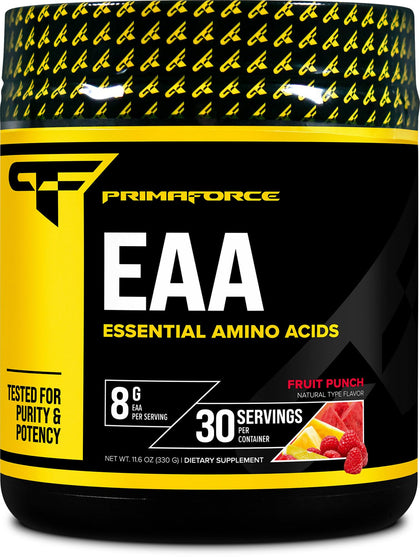 Primaforce EAA Powder (30 Servings, Fruit Punch Flavor) | Essential Amino Acids for Pre/Intra Workout and Recovery - Non-GMO and Gluten Free