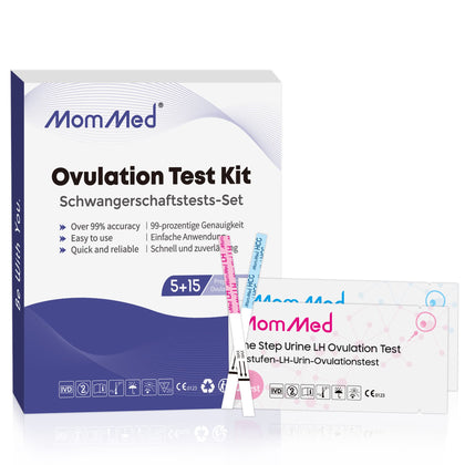 MomMed 15 Ovulation Test Strips and 5 Pregnancy Test Strips Combo Kit,Pregnancy Tests and Ovulation Predictor Kit,Accurately Track Ovulation and Detect Early Pregnancy