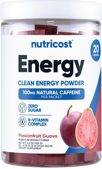 Nutricost Energy Complex Stickpack (20 Servings) Passionfruit Guava Flavored - Gluten-Free + Non-GMO