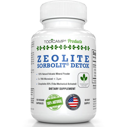 TODICAMP Zeolite Detox Capsules - 120 Zeolite Capsules - 1-2 µm Clinoptilolite Zeolite Detox - 2 Months Supply Zeolite Clinoptilolite Capsules - Zeolite Sorbolit Detox - Zeolite Pills