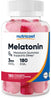 Nutricost Melatonin 3mg, 180 Gummies, Strawberry Flavored - Gluten Free, Non-GMO, No Corn Syrup