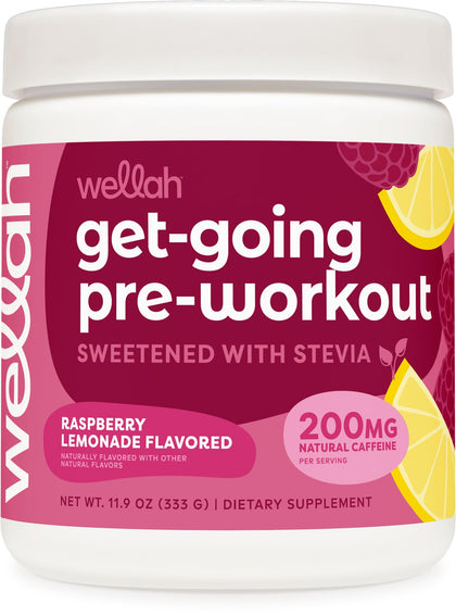 Wellah Get-Going Pre-Workout Drink Mix (Raspberry Lemonade Flavored, 30 Servings)