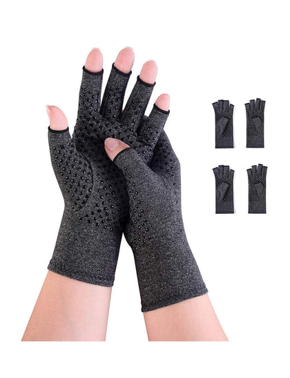 Donfri 2 Pairs Arthritis Compression Gloves Fingerless Gloves for Women Men,Arthritis Pain Relief,Rheumatoid Arthritis,Osteoarthritis, Raynauds, Carpal Tunnel Relief (Anti-Slip, S)