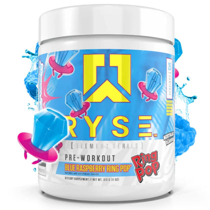 RYSE Up Supplements Element Series Pre-Workout | Everyday Pre-Workout | Beta Alanine, NO3-T Nitrates | 200mg Caffeine | 25 Servings (Blue Raspberry Ring Pop)