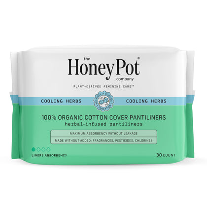 The Honey Pot Company - Herbal Panty Liners for Women - Everyday Liners - Infused w/Essential Oils for Cooling Effect & Organic Cotton Cover - Feminine Care - FSA & HSA Eligible - 30 ct