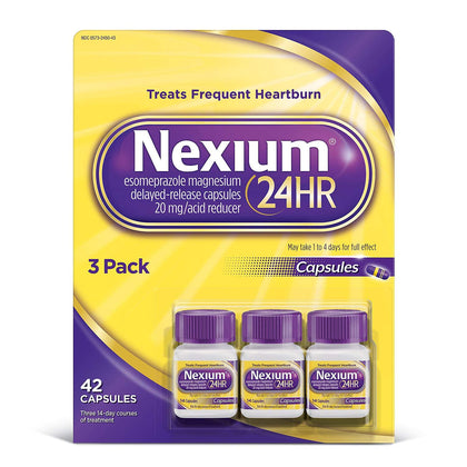 Nexium 24 Hr Acid Reducer 20 Mg 42 Capsules (Pack of 3)