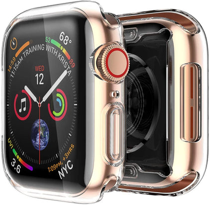 [2 pack] smiling case compatible with apple watch series 6/ se/series 5/ series 4 with built in screen protector 44mm,overall protective tpu clear case