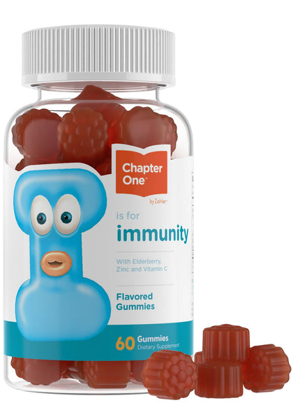 Zahler - Chapter One Immune Support Gummies for Kids with Vitamins C, Zinc & Black Elderberry (60 Flavored Gummies) Kosher Immunity Vitamin C & Elderberry Gummies for Kids & Adults - Made in USA