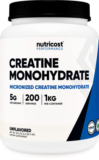 Nutricost Creatine Monohydrate Micronized Powder (1 KG) - Pure Creatine Monohydrate