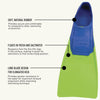 FINIS Long Floating Fins , Blue/Lime Green, XXXS (Jr. 8-11) (1.05.037.01)