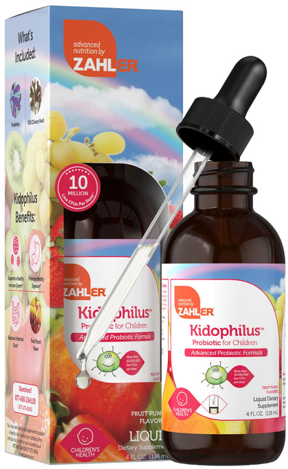 Zahler - Kidophilus Liquid Drops Probiotics for Kids (4 Fl Oz) Certified Kosher Kids Probiotic for Healthy Digestion & Immune Support - Fruit Punch Flavored Children's Probiotic Drops Supplement