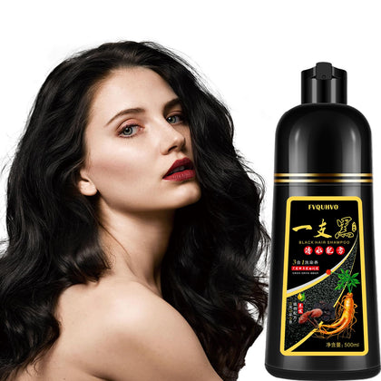 Instant Black Hair Shampoo 500ml for Men & Women, 3 in 1 Black Hair Dye Shampoo, Natural Black Hair Color- 100% Gray Hair Coverage in Minutes, Black Hair Color for Home Salon Use 17.6 Fl Oz (Black)