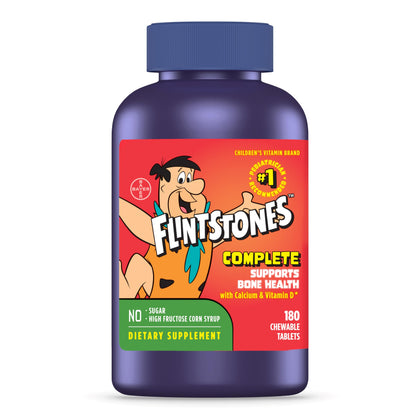 Flintstones Vitamins Chewable Kids Vitamins, Complete Multivitamin for Kids and Toddlers with Iron, Calcium, Vitamin C, Vitamin D & more, 180 count (Packaging May Vary)