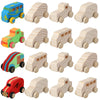 Chivao 12 Pcs Wood DIY Car Toys, Unfinished Wooden Cars, Paintable Wood Toys, Wooden Crafts for Students Home Activities Craft Projects Easy Woodworking(Cute Style)