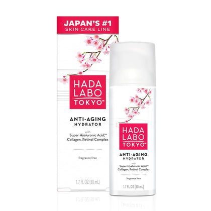 Hada Labo Tokyo Anti-Aging Hydrator 1.7 Fl. Oz - with Super Hyaluronic Acid, Collagen and Retinol Complex - lightweight anti aging serum helps increase firmness and elasticity, fragrance free