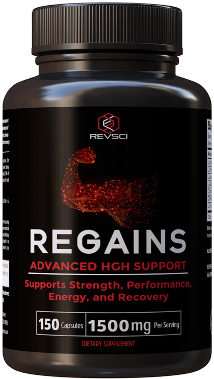 HGH Supplements for Men & Women, REVSCI REGAINS HGH Human Growth Hormone Supplements for Men, Anabolic Muscle Builder for Men, Peptides for Muscle Recovery, Growth Hormone for Men, 150 Protein Pills