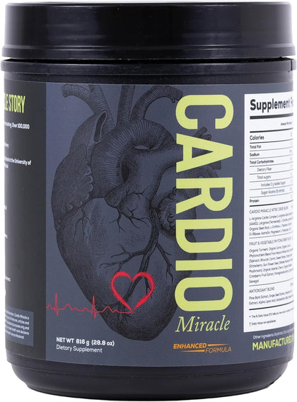 Cardio Miracle - The Complete Nitric Oxide Solution - Nutritional Heart Healthy L-Arginine and Organic Beetroot Drink Mix, 60 Serving Canister