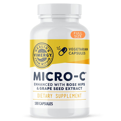 Vimergy Micro-C® Capsules, 180 Servings - 500mg All-Natural Buffered Vitamin C with Rose HIPS, Rutin, Grape Seed & Acerola Fruit Extract - Antioxidant - Supports a Healthy Immune System & Skin Health