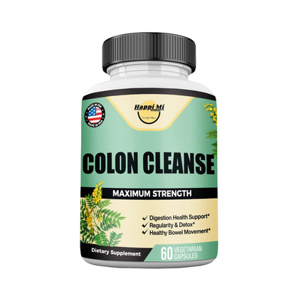 Happi Mi Nutrition Colon Cleanse, Colon Detox, All Natural Herbal Formula, Support Healthy Bowel Movements, Gut Health & Healthy Metabolism Support, Non-GMO - 60 Vegetable Capsule 30 Servings