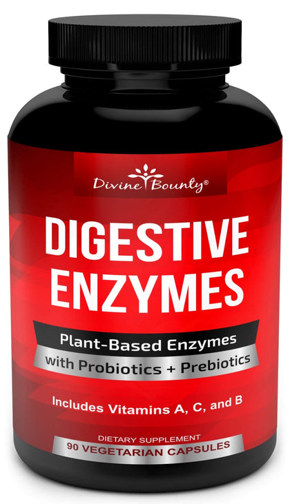 Digestive Enzymes with Probiotics & Prebiotics - Digestive Enzyme Supplements w Lipase, Amylase, Bromelain - Support a Healthy Digestive Tract for Men and Women - 90 Vegetarian Capsules