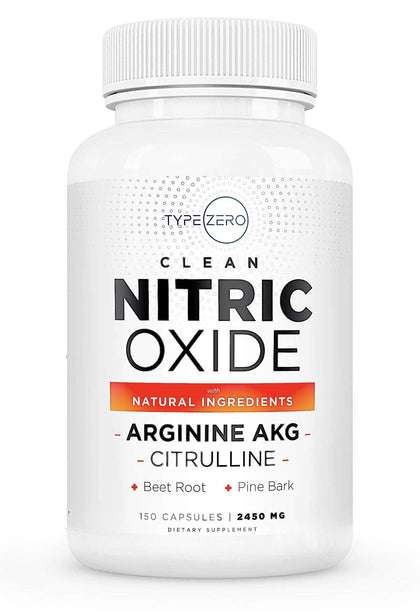 Type Zero Nitric Oxide 6X Booster, 150 Veggie Capsules - Natural Supplement - Beetroot, Arginine AKG, Citrulline, Pine Bark, Garlic & VIT C | #1 Nitric Oxide Pills for Men, Nitrous Oxide Blood Flow