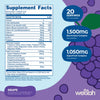 Wellah Splish Splash Hydration (Grape Flavor) 20 Stick Packs - Electrolyte Drink Mix with Superfruit Complex