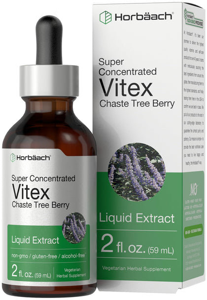 Horbäach Vitex Berry Chasteberry Extract | 2 fl oz | Super Concentrated | Alcohol Free Chaste Tree Berry Supplement | Vegetarian, Non-GMO, Gluten Free