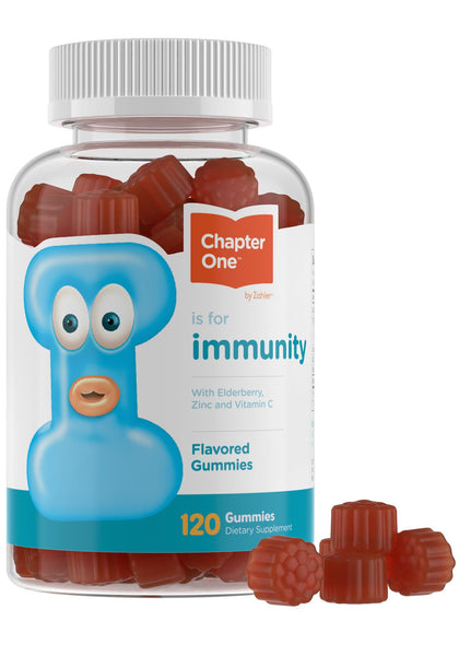 Zahler - Chapter One Immune Support Gummies for Kids with Vitamins C, Zinc & Black Elderberry (120 Flavored Gummies) Kosher Immunity Vitamin C & Elderberry Gummies for Kids & Adults - Made in USA