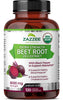 Zazzee USDA Organic Beet Root 8000 mg Strength 20:1 Extract, 120 Vegan Quick Release Capsules, Black Pepper Extract for Enhanced Absorption, Supports Nitric Oxide Production, Non-GMO, Made in The USA