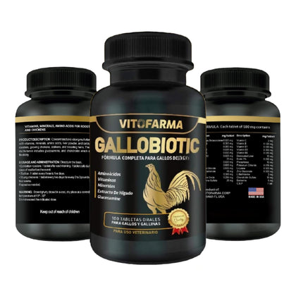 VITOFARMA Gallobiotic Natural Multivitamin for Rooster, Hens - 100 Tablets | Vitamina Completas para Gallos