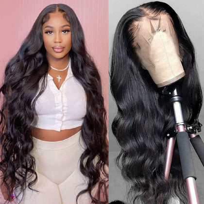 SoHygge 13x4 Lace Front Wigs 24 Inch Pre Plucked with Baby Hair 180% Density Glueless Wigs for Women HD Transparent Lace Frontal Wigs Natural Black