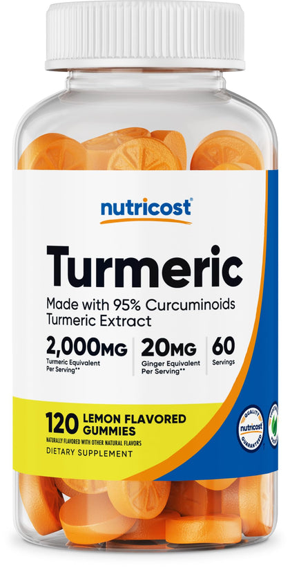 Nutricost Turmeric Gummies (120 Gummies), Made with 95% Curcuminoids, 60 Servings, includes Ginger and Black Pepper Extract, Vegetarian, Non-GMO and Gluten Free