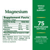 Nature's Bounty Magnesium, Whole Body Support, Supports Heart, Nerve and Bone Health. 400 mg, 75 Softgels