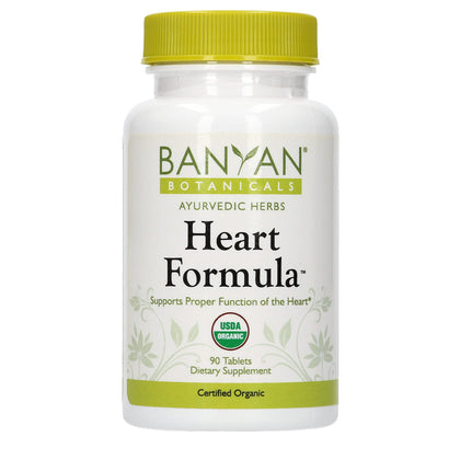 Banyan Botanicals Heart Formula - Organic Herbal Heart Health Supplement with Hawthorn Berry and Guduchi - Supports Proper Function of The Heart* - 90 Tablets - Non-GMO Sustainably Sourced Vegan