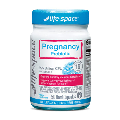 Life-Space 50 Capsules, Support Digestive, Immune, and Skin for Mom & Baby, Lacto & Bifido Strains with prebiotics, and L. Rhamnosus HN001, Gluten & Dairy Free, No Refrigeration, Pregnancy Probiotic