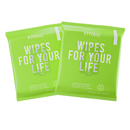 HyperGo Body Wipes - No Rinse Wet Wipes for Adults, All Natural Shower Bathing Wipes, Refreshing Body and Face Cleansing Wipes for Women and Men, 40 Extra Large Disposable Washcloths, 12x12 Cucumber