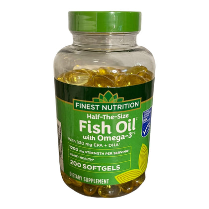 Finest Nutrition Half-the-Size Fish Oil 1200 mg, Softgels, 200 ea