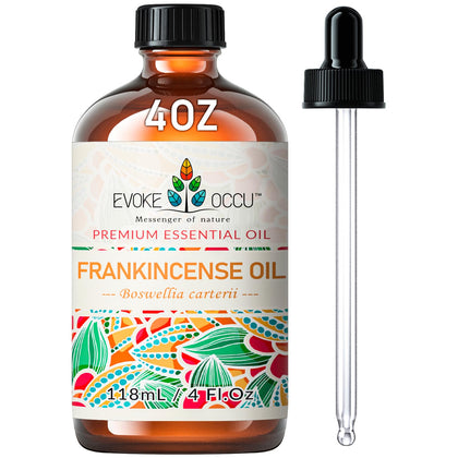 EVOKE OCCU Frankincense Essential Oil 4 Oz, Pure Frankincense Oil for Diffuser Skin Massage Candle Soap Making- 4 FL Oz