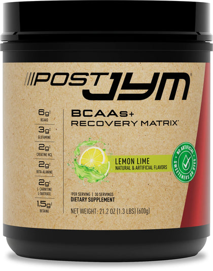 Post JYM Active Matrix - Post-Workout with BCAA's, Glutamine, Creatine HCL, Beta-Alanine, and More | JYM Supplement Science | Natural Lemon Lime Flavor, 30 Servings, 1.3LBS