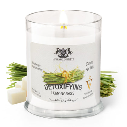 Gerrard Larriett - Deodorizing Soy Candles for Pets, Scented Candles for Removing Pet/Household Odors, Lasts up to 40 Hours, White Candles for Home Scented with Detoxifying Lemongrass Fragrance, 10 oz