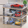 kivcmds 1:18 Scale 3-Tiers Model Car Display Case with Parking Lot Scene for Sports Car and Lego Models Collector, Display Stand for Alloy Car Toy with Light (3-Tiers Convenience Store Parking Lot)