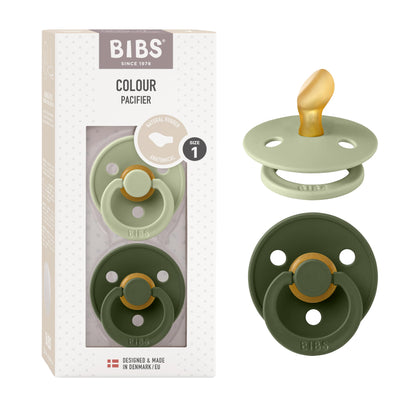 BIBS Pacifiers 0-6 Months | 2-Pack Soothers | BPA-Free Anatomical Nipple | Made in Denmark | Sage/Hunter Green Colour Pacifier