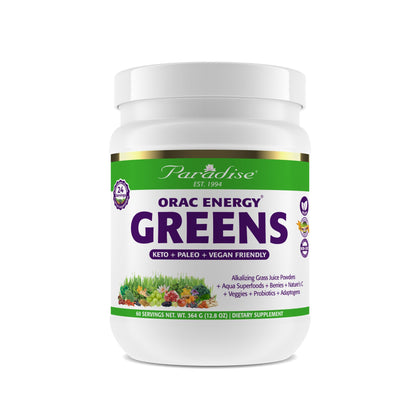 Paradise, ORAC Energy Greens Powder Extract, Super Antioxidants, Probiotics for Gut Health & Digestion, Vitamin C for Immunity, with Spirulina & Chlorella, Non-GMO, Gluten Free, 60 Servings