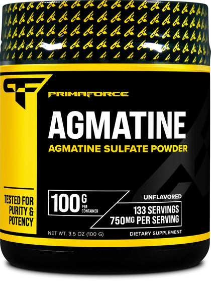 PrimaForce Agmatine Sulfate Powder Supplement, 100 Grams - Promotes Nitric Oxide Production / Enhances Performance